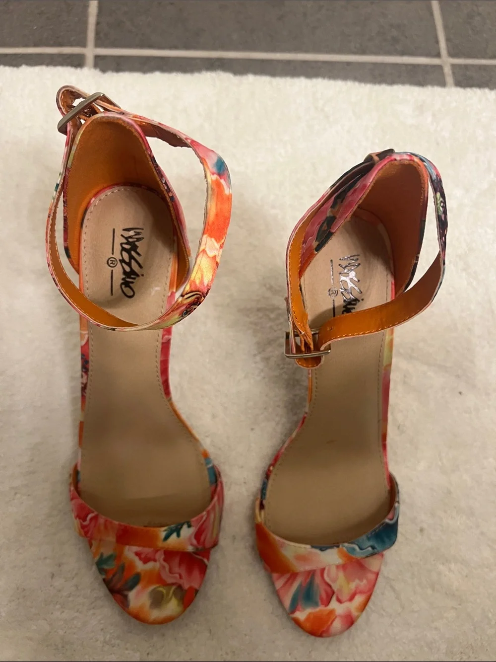 Massimo Floral Strappy high Heels sandals Sz 8 spring wedding guest summer 4.5”